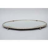 A large silver table tray with mirror (73x49cm)