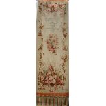 Two tapisseries: 1 long Aubusson tapestry 'flowers' (400x128cm) +Fragment of a tapestry 'flower