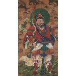 Two Chinese paintings 'temple guardian' 17th/18th century (58x30cm) (50x26cm) (*)
