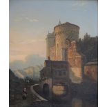 FranÁois Boulanger: painting (o/p) 'city gate' (35x29)