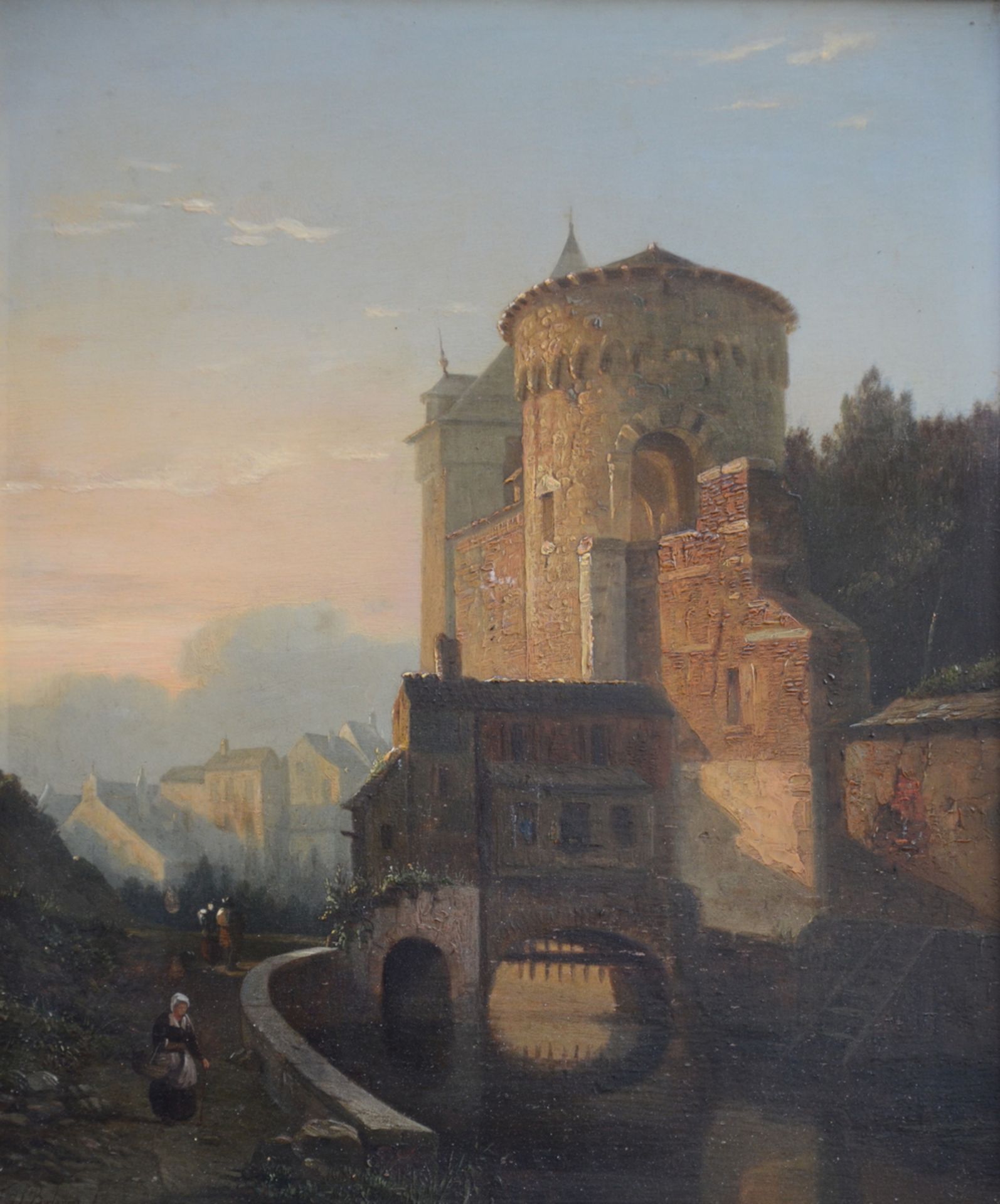 FranÁois Boulanger: painting (o/p) 'city gate' (35x29)