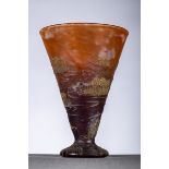 Daum ‡ Nancy: chalice vase in glass paste 'libellule' ' (h28cm)