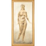 Floris Jespers: drawing on paper 'female nude' (182x82cm) (*)