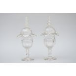 A pair of crystal lidded vases, Louis-Philippe (h37cm) (*)