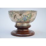 A bowl in Chinese silver with enamel decoration, hallmarks (9.5xdia19cm)