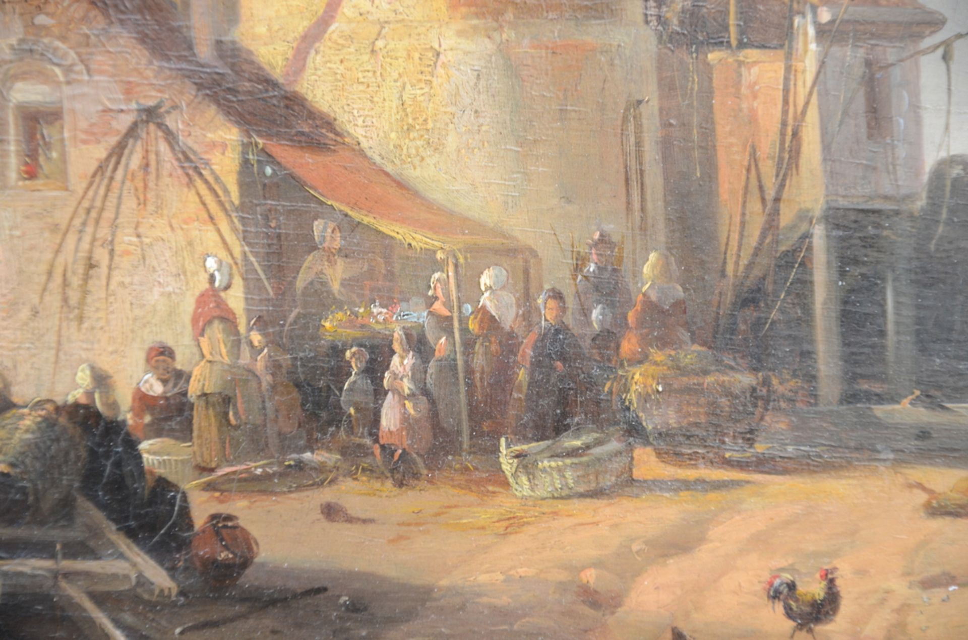 FranÁois Boulanger (attributed to): painting (o/p) 'fishing port' (24x35cm) - Image 3 of 5