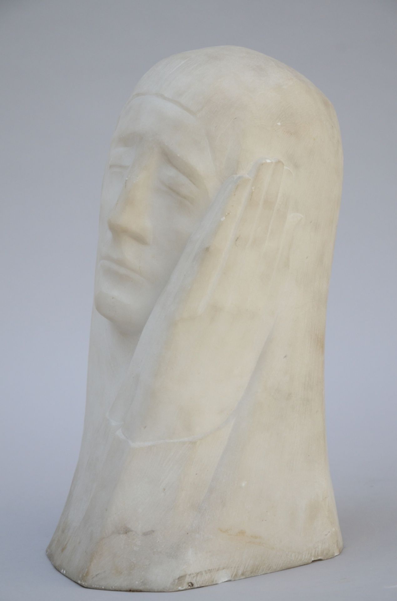 Antoon Van Parys 1930: marble bust 'Madonna' (h43cm) (*) - Image 2 of 4