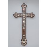 Exotic wooden cross with mother-of-pearl inlay - Macao - 19th century (57x28cm) (*)