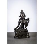 Indian bronze statue 'Syamatara' Pala dynasty, inscriptions (h9cm)