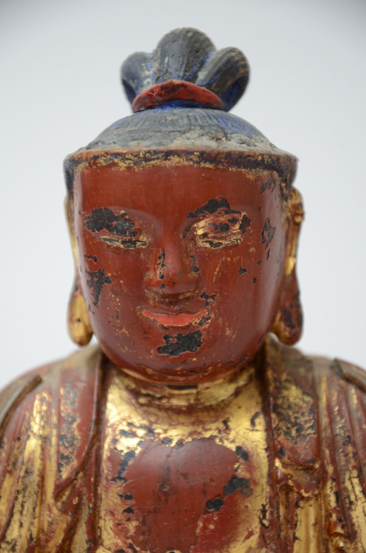 A Chinese bodhisattva in lacquered wood, 18th century (h22cm) (*) - Bild 4 aus 6