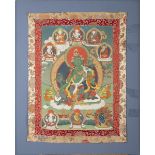 Tibetan thangka 'green tara', 19th century (59x40cm)