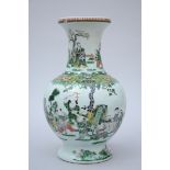 A Chinese famille verte porcelain vase 'playing children and rams', marked (h41.5cm) (*)