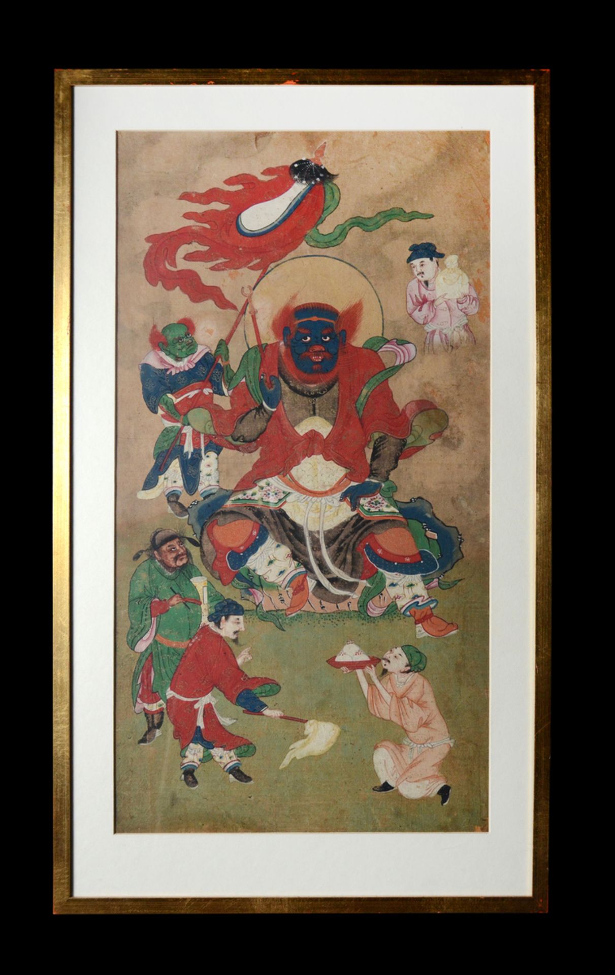 Two Chinese paintings 'temple guardian' 17th/18th century (58x30cm) (50x26cm) (*) - Image 4 of 4