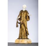 A statue in gilt bronze and ivory 'elegant lady', 19th century (h26cm)