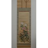 Oriental hanging scroll 'chrysanthemums' (153x50cm)