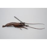 Japanese articulated lobster in copper, signed (length 35cm)