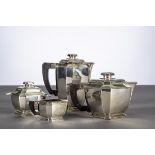 Four-piece art deco coffee set in solid silver