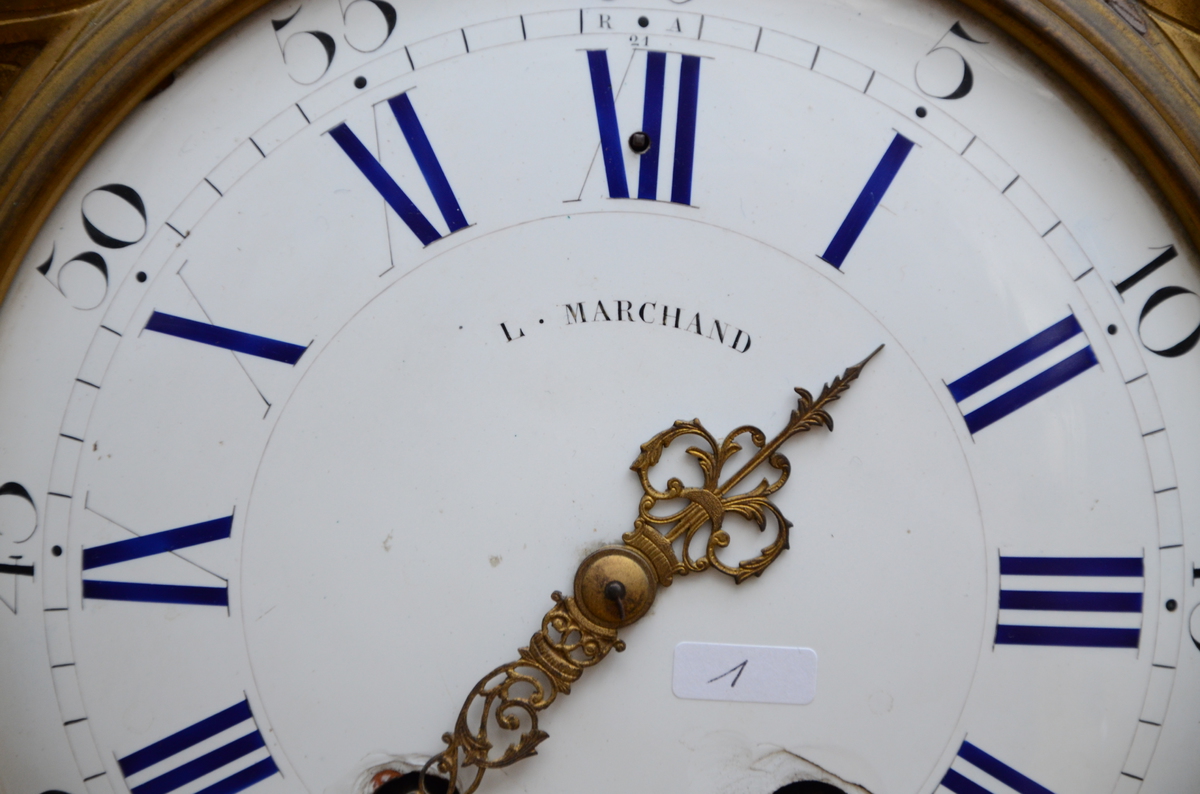 Louis XVI wall clock in gilt bronze 'Richelet ‡ Paris', 18th century (h70x38cm) - Image 3 of 4