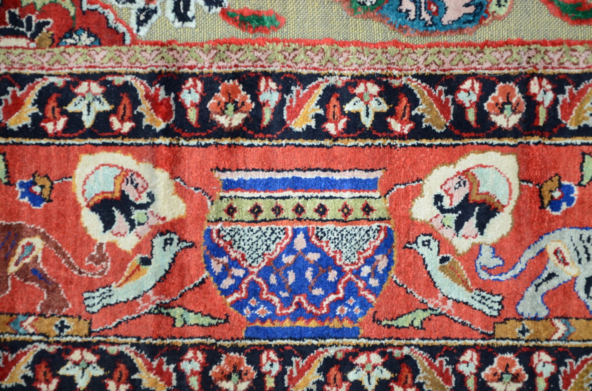 A fine Persian carpet decorated with gold thread 'flowers and vases' (224x142cm) - Image 4 of 5