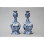 An assembled pair of Delft pottery garlic head vases, signed LPK (h44cm) (*)