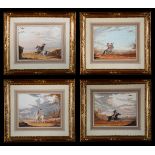 Four watercolors 'falcon hunting', 18th - 19th century (17x22cm)
