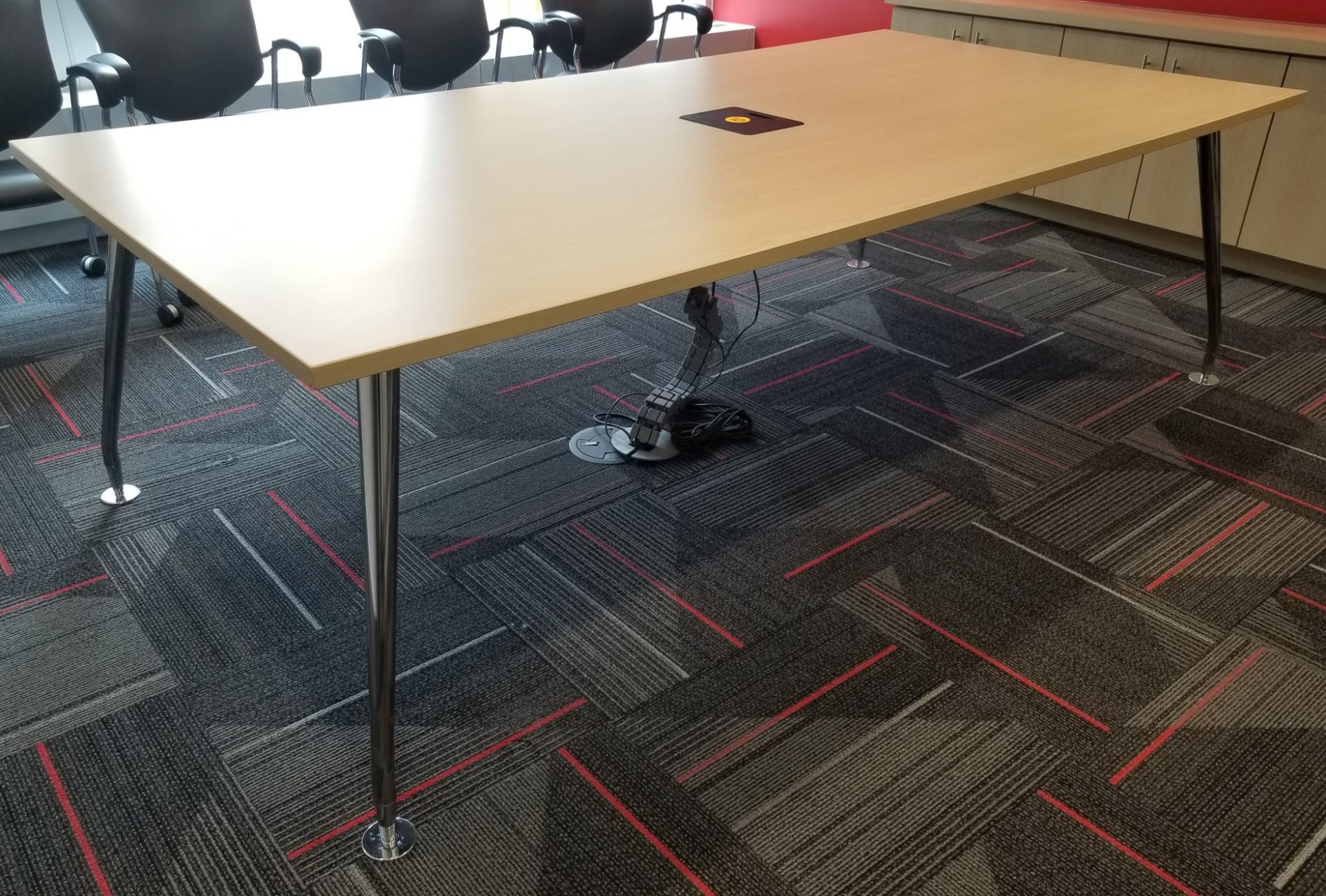 TEKNION - BOARD ROOM TABLE W/ POWER AND ADJUSTABLE LEG LEVELERS - 48"W x 96"L x 29.5" H - (*NO - Image 2 of 5