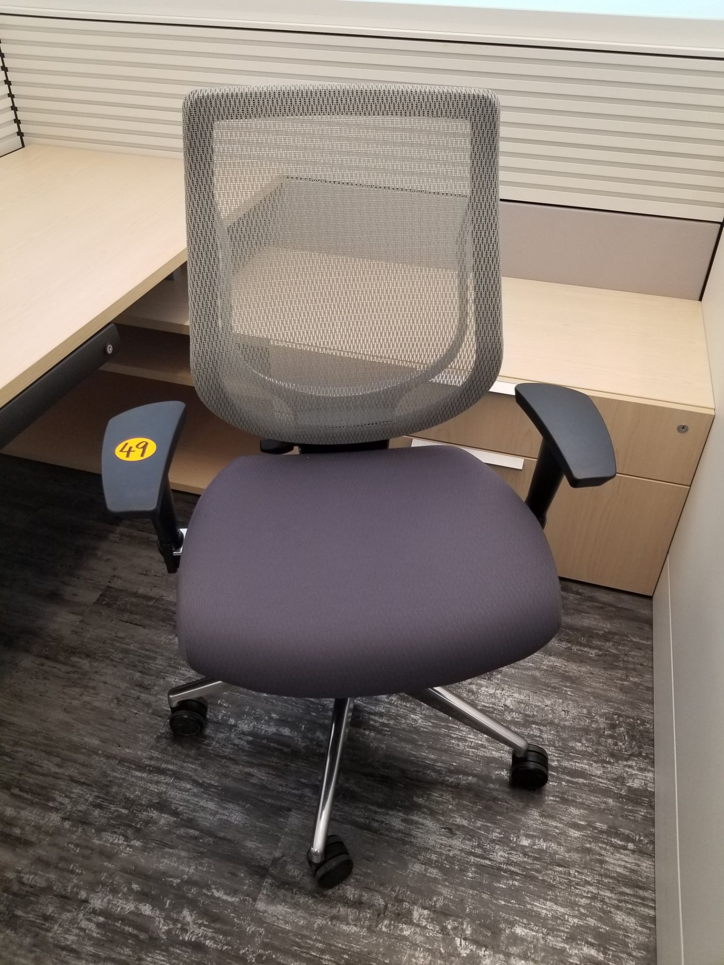 ALLSEATING - EXEC. CHAIR ON CASTERS, GREY W/ MESH BACK, ADJUSTABLE HEIGHT, ADJUSTABLE ARMS