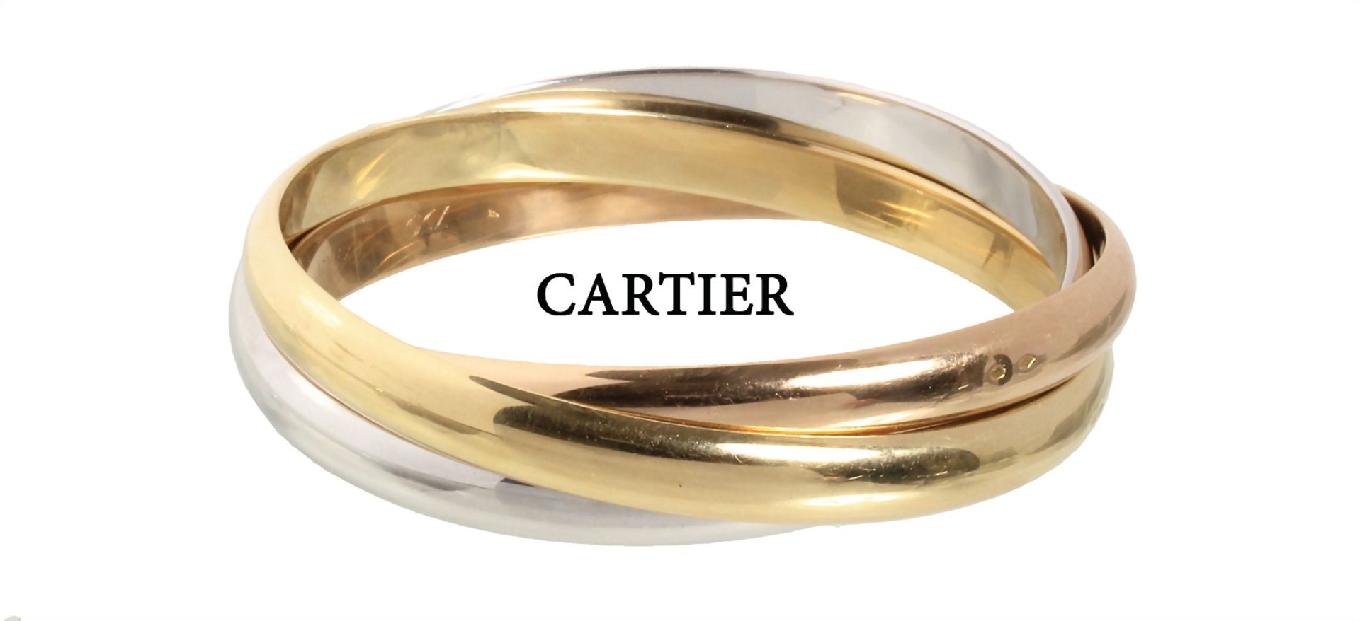 bracelet, classic by CARTIER from the series TRINITY (middle model), yellow gold/white ...