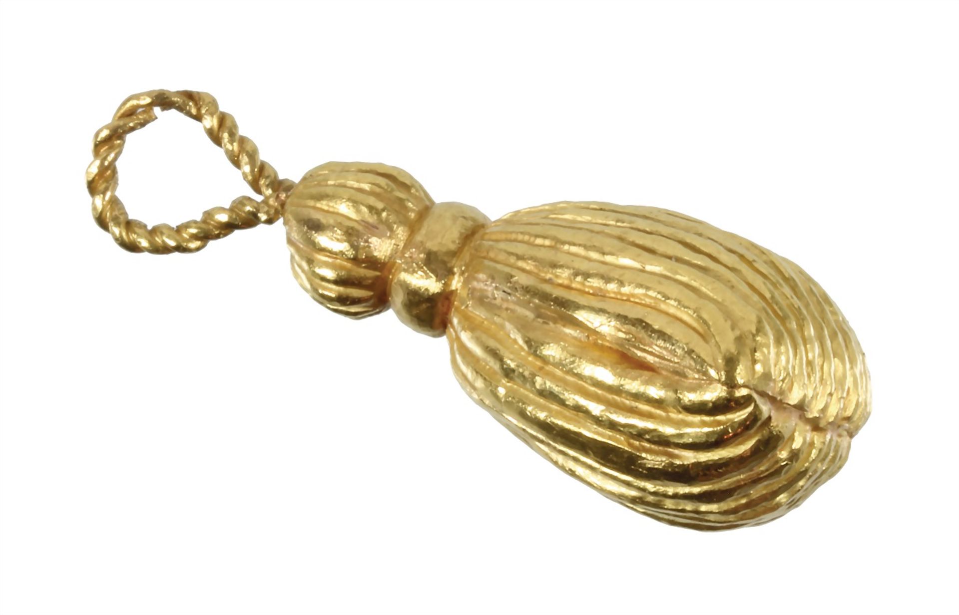 pendant tassel, yellow gold 900/000, MARGIT WARSCHAUER Maintal, on both sides elaborate chased ... - Image 2 of 2