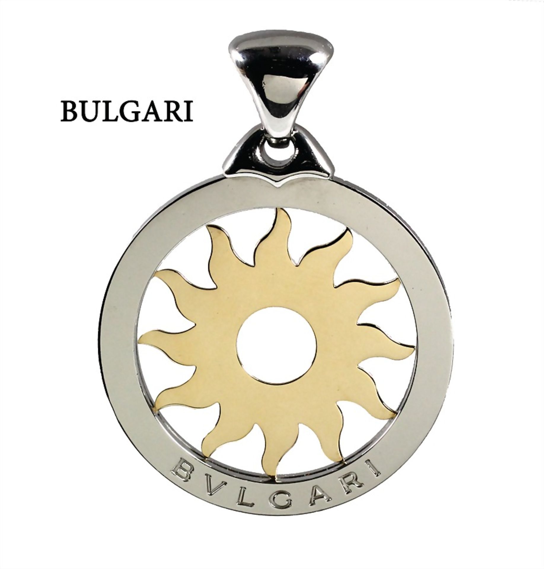 pendant, BULGARI TONDO, steel, yellow gold 750/000, signed BULGARI 750, a sun in a circle ...