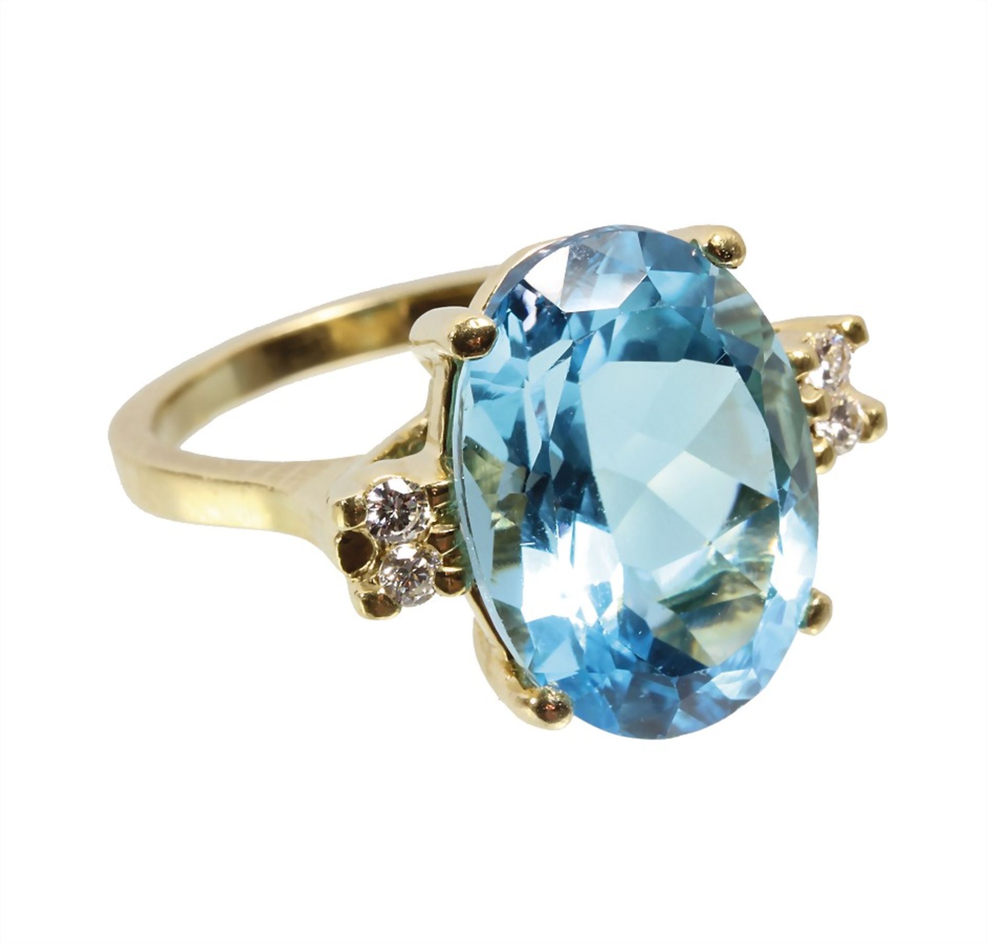 ring, H. STERN, yellow gold 750/000, blue topaz (faceted), c. 15,5 ct, 4 brilliants, c. 0.18 ...