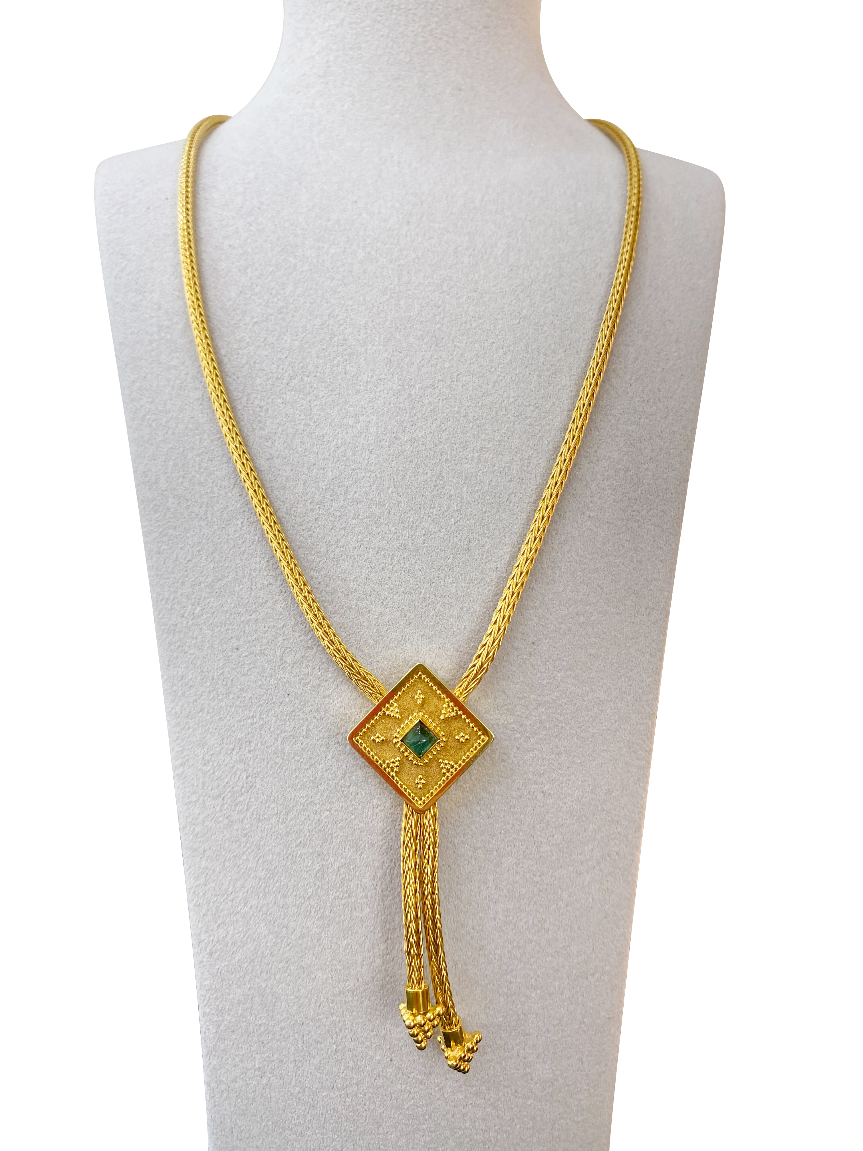 An 18K gold Byzantine style necklace. - Image 2 of 2