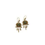 A pair of late 19th century Constantinople 14K gold earrings.