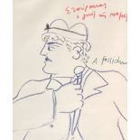 Alecos Fassianos (Greek, born 1935) (AR), Stavrakas, crayon on paper, 30 x 24 cm.