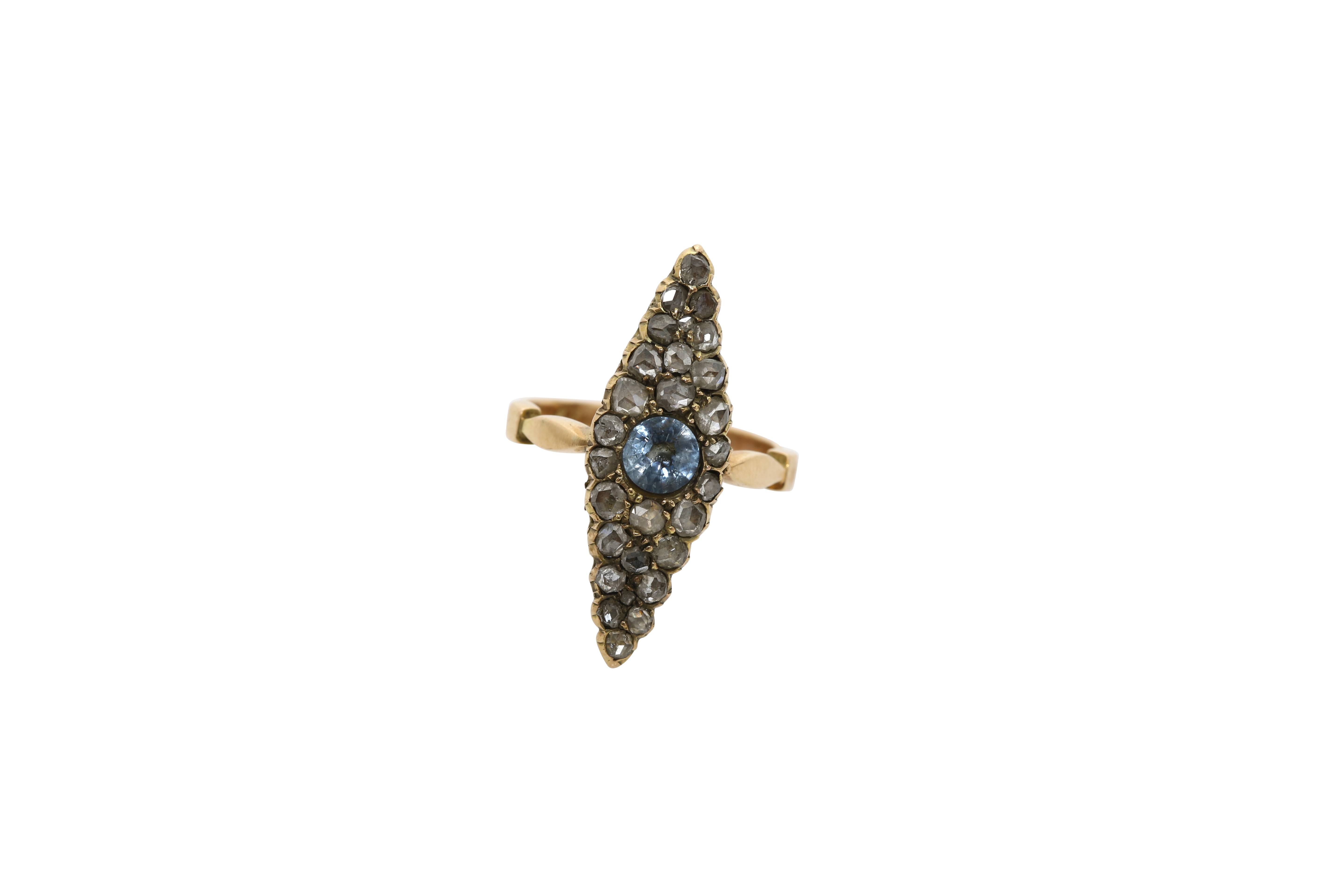 An early 20th century 14K gold ring with diamonds.