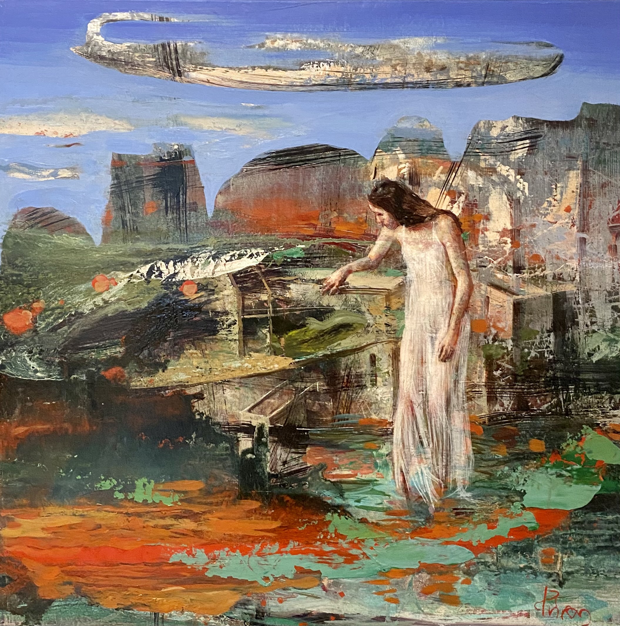 Vangelis Rinas (Greek, born 1966) (AR), untitled, oil on canvas, 60 x 60 cm.