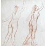 Dimitrios Galanis (Greek, 1880-1966) (AR), Two nude females, sanguine on paper, 43 x 41 cm.