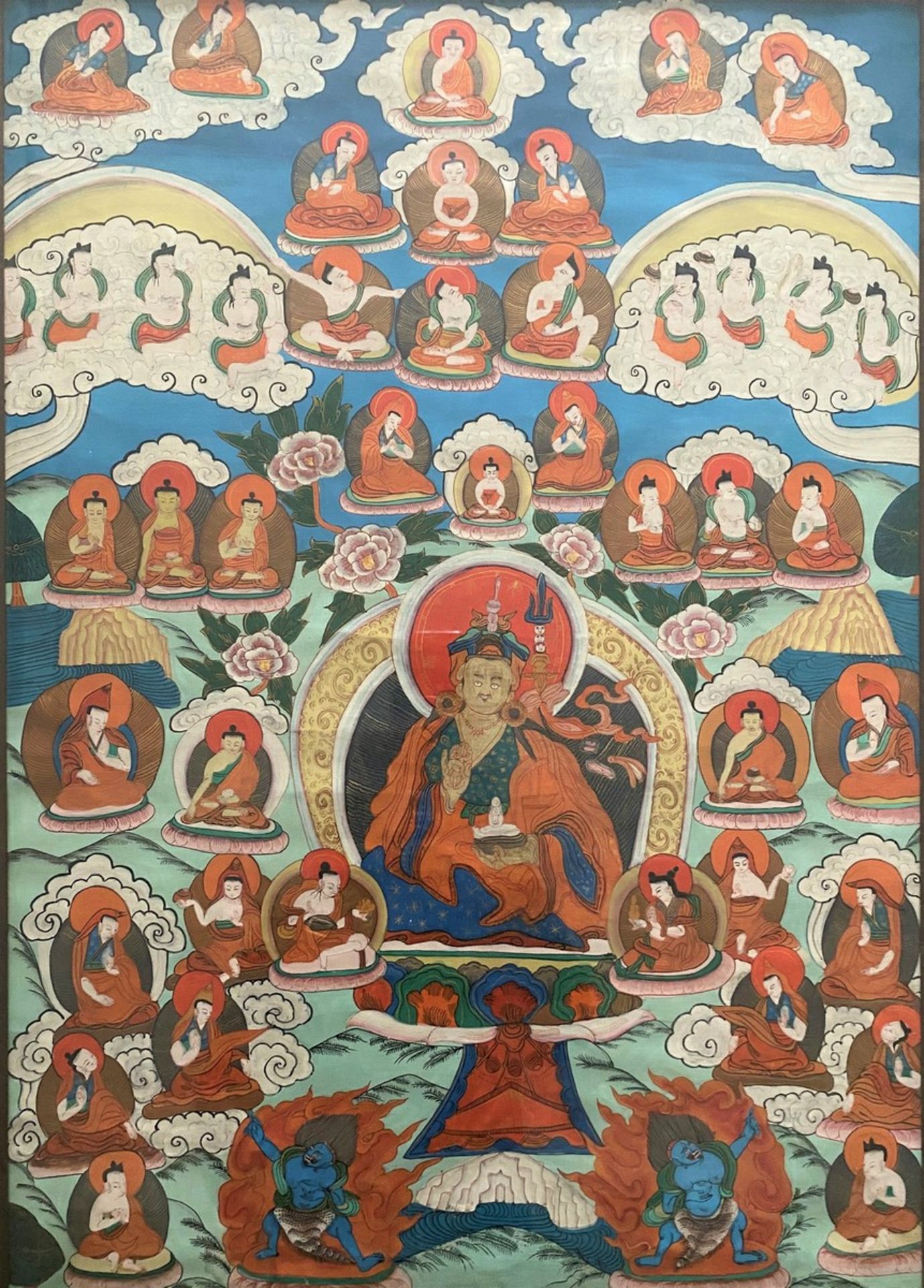 TIBET – TANKAPremière moitié du XXe sièclePeinture à la gouache sur toile marouflée sur panneau,