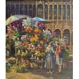 Franz VAN GENESEN (1887-1945)Le marché aux fleurs