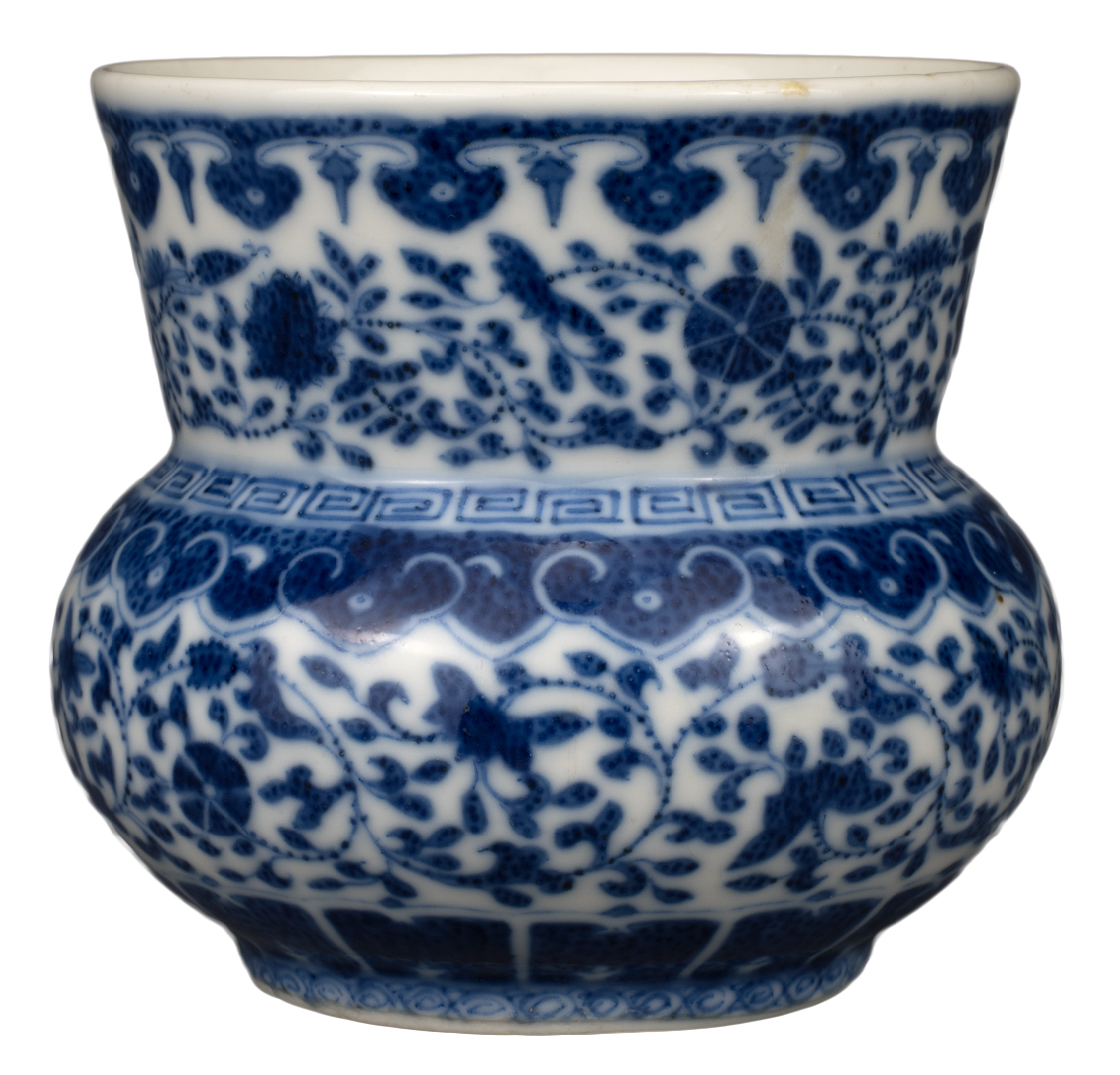 CHINESE BLUE AND WHITE PORCELAIN SPITTOON ‘ZHADOU’, TONGZHI PERIOD OR EARLIER, 19th CENTURY