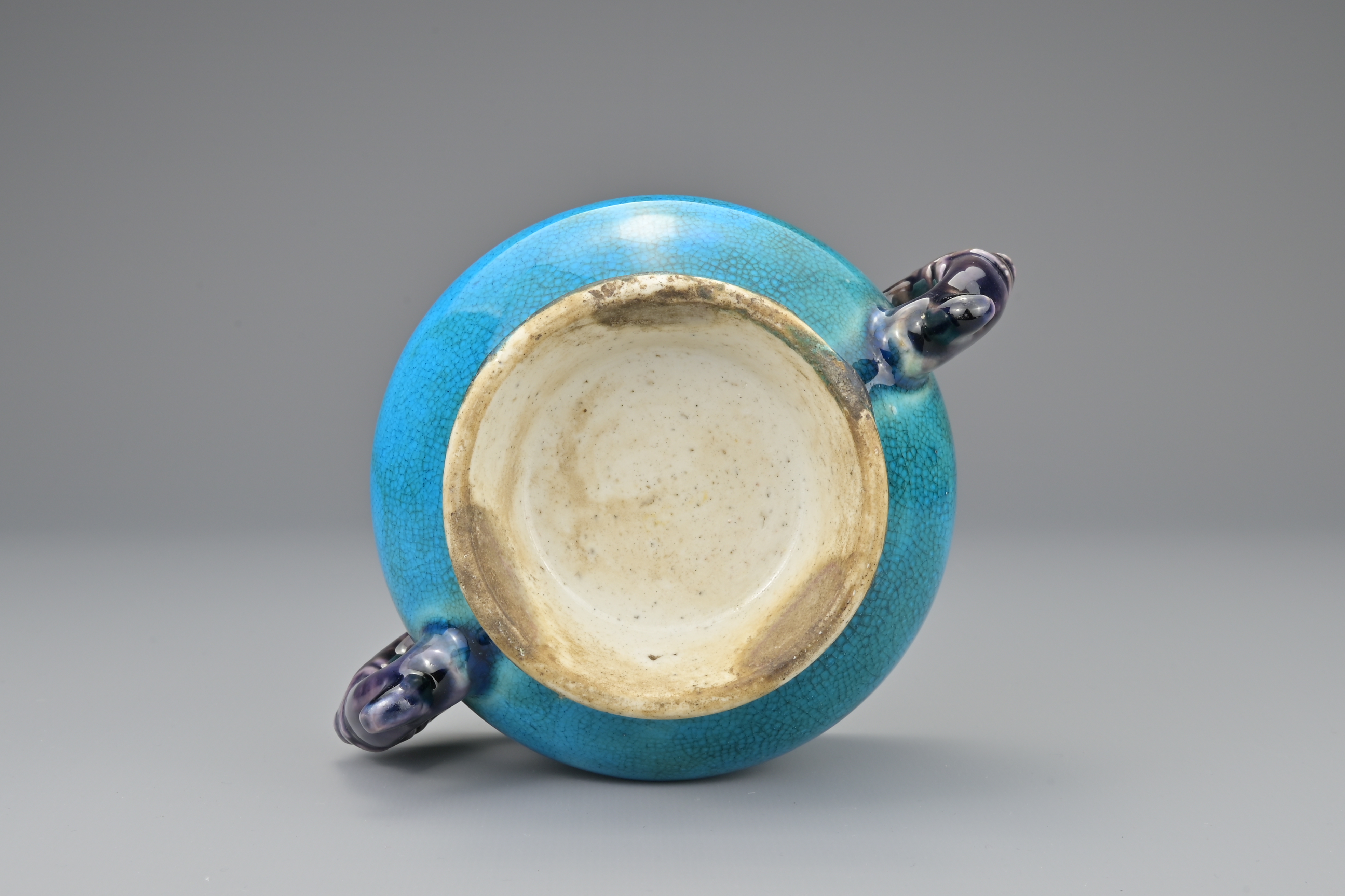 CHINESE TURQUOISE AND AUBERGINE GLAZED PORCELAIN CENSER, KANGXI PERIOD, 17/18th CENTURY - Image 6 of 9