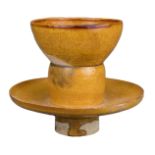 CHINESE AMBER-GLAZED CUP AND STAND, LIAO DYNASTY