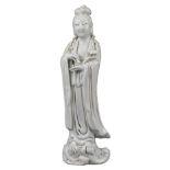 CHINESE BLANC DE CHINE PORCELAIN FIGURE OF GUANYIN, QING DYNASTY