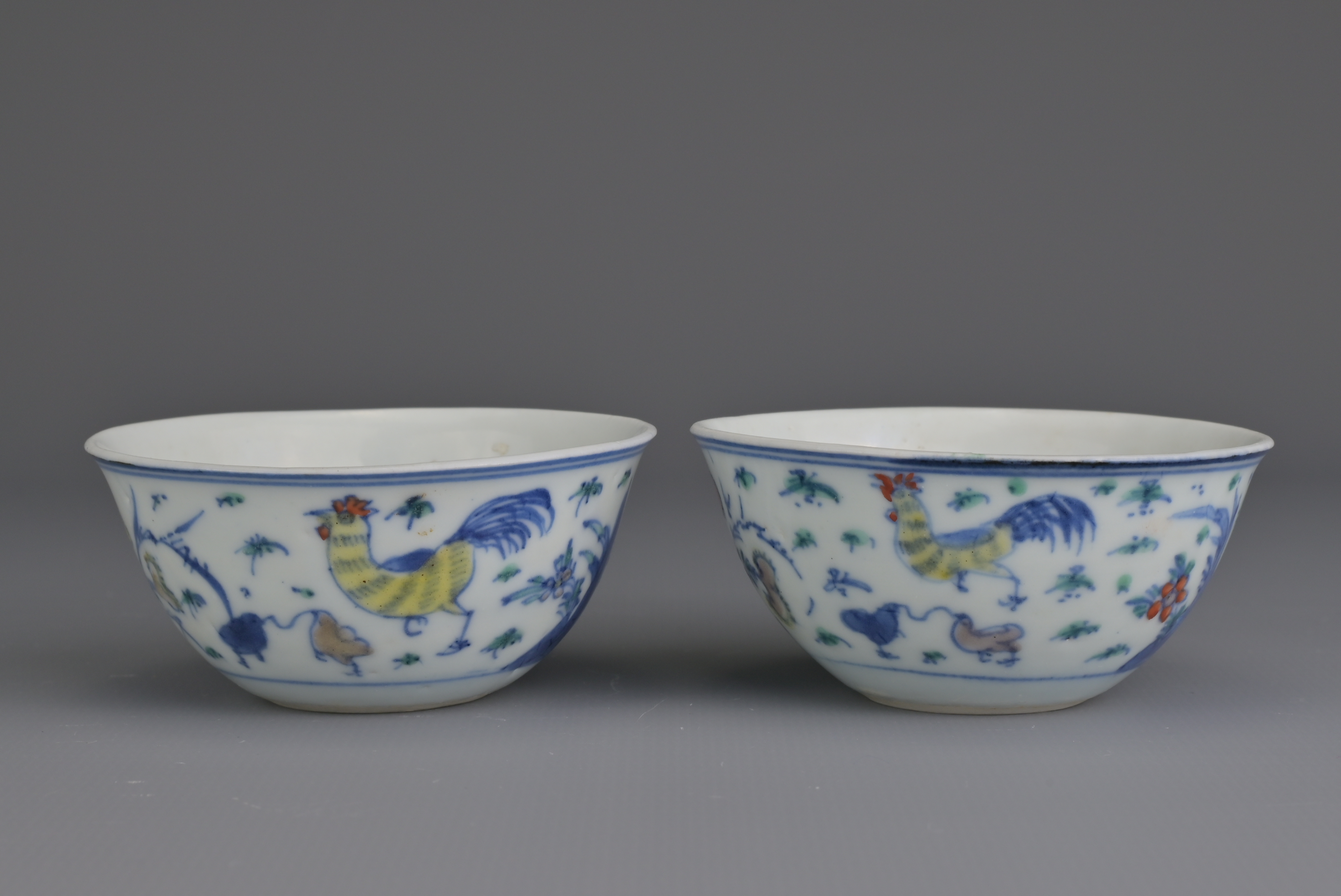 PAIR OF CHINESE DOUCAI PORCELAIN ‘CHICKEN’ CUPS, KANGXI PERIOD, 18th CENTURY - Image 2 of 8