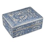 CHINESE BLUE AND WHITE PORCELAIN INK BOX AND COVER, JIAQING PERIOD, EARLY 19th CENTURY