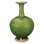 CHINESE GREEN-GLAZED BOTTLE VASE, TANG DYNASTY