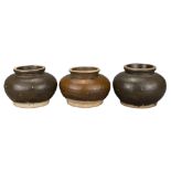 THREE CHINESE GLAZED STONEWARE JARS