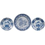 THREE CHINESE BLUE AND WHITE PORCELAIN DISHES, 18th CENTURY