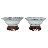 PAIR OF CHINESE BLUE AND WHITE PORCELAIN KLAPMUTS BOWLS, LATE MING DYNASTY, 17th CENTURY