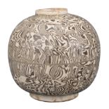 CHINESE MARBLED GLOBULAR JAR